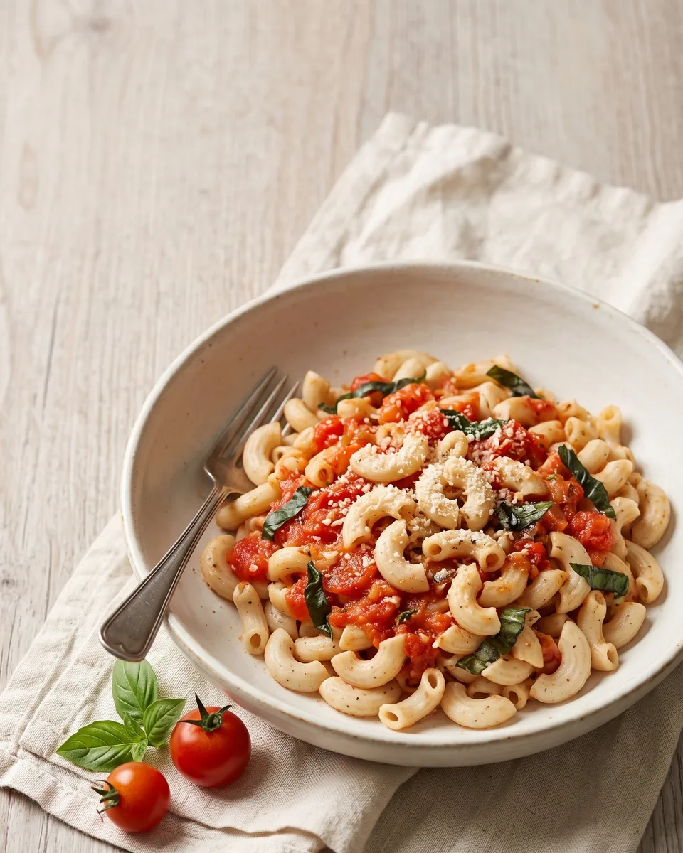 Singhara macaroni in tomato basil sauce